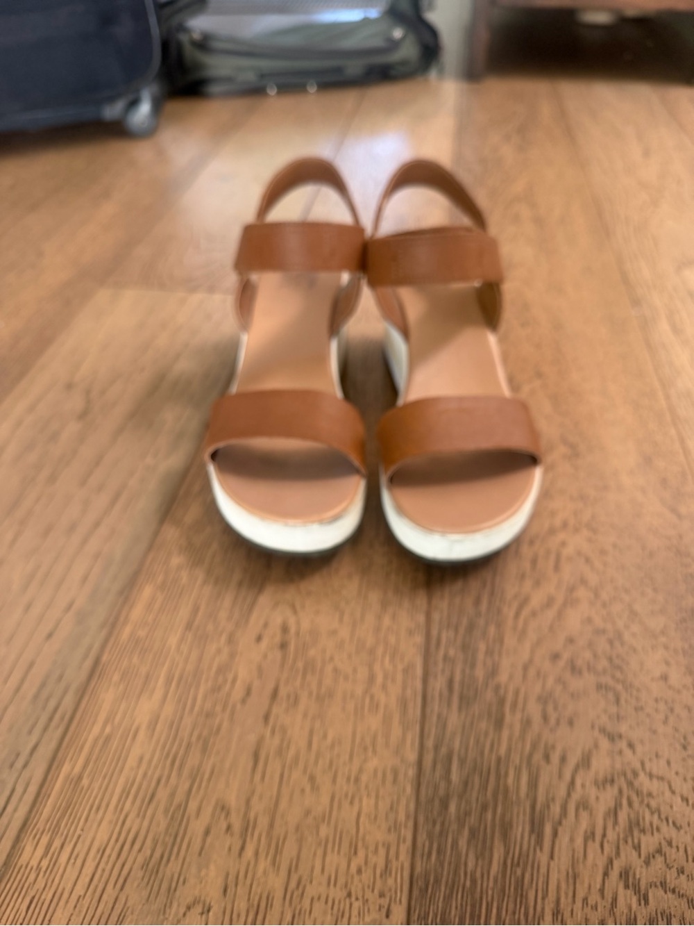 Sorel Brown Leather Double-Strap Wedge Sandals
